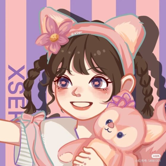 pink pfp wallpaper cute girl hugging a bear 1080x1080