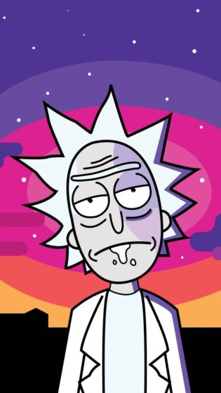 Rick and Morty drip wallpaper with a bewildered expression 720x1280