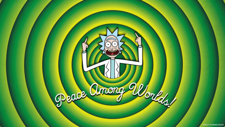 Rick and Morty middle finger wallpaper with green background 1920x1080