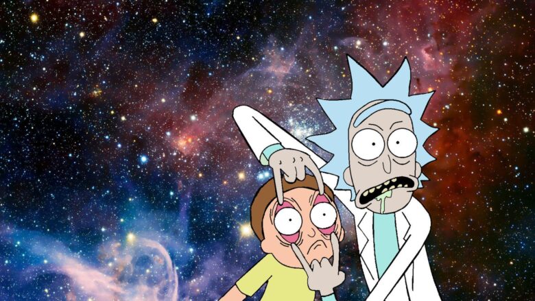 Rick and Morty wallpaper with galaxy background 1920x1080