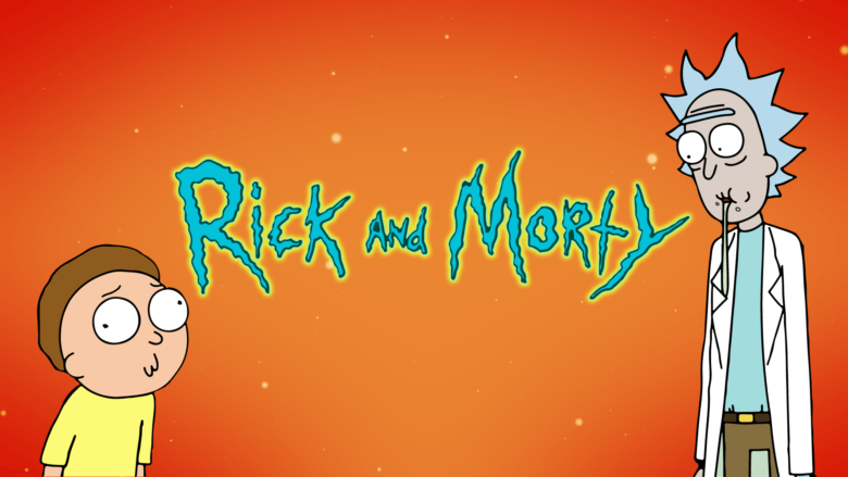 Rick and Morty wallpaper with orange background 1920x1080