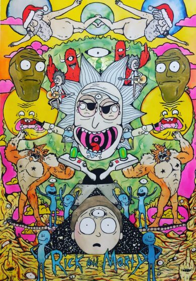 Rick and Morty weed wallpaper in many colors 2433x3490