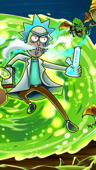 Rick and Morty weed wallpaper with chemical manipulation 1080x1920