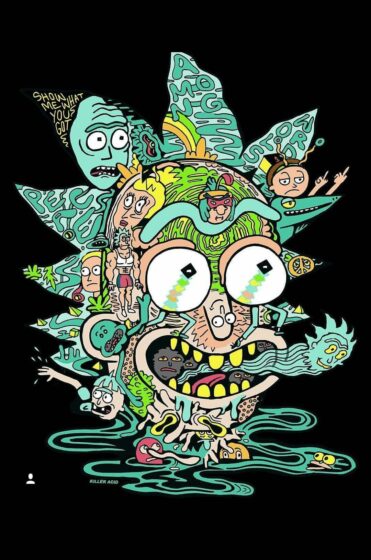 Rick and Morty weed wallpaper with dark background 1080x1632