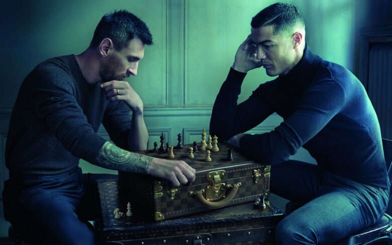 Ronaldo and Messi wallpaper playing chess 2560x1600