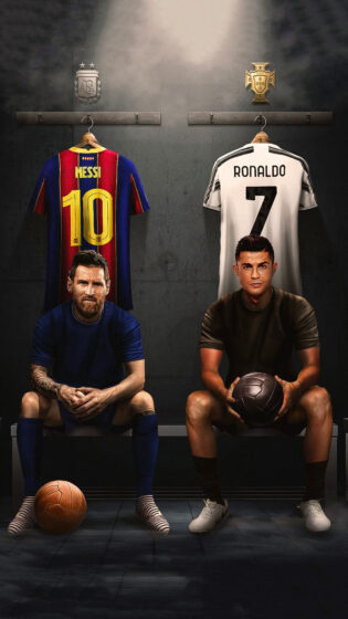 Ronaldo and Messi wallpaper with jerseys 900x1600