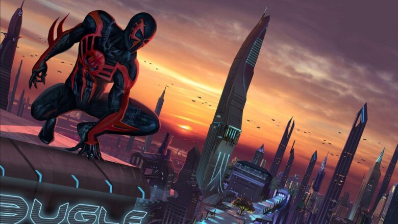 spider man 2099 wallpaper city view 1920x1080