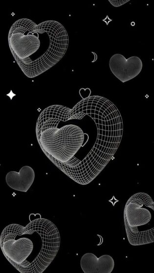 wallpaper y2k 3D hearts 720x1280