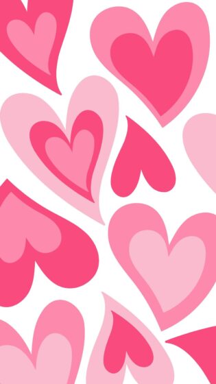 wallpaper y2k pink hearts on white background 1080x1920